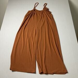 Bucket List Womens Large Barrel Leg Brown Knit Jumpsuit Pants